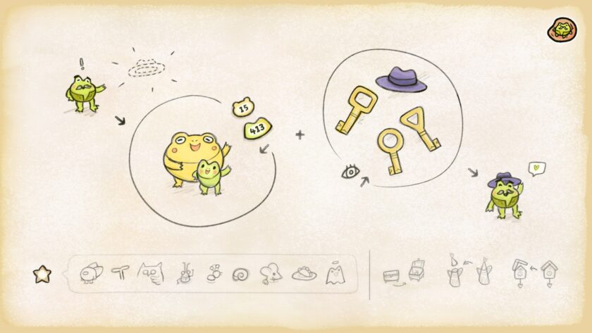 Find My Frogs: Branches illustration showing the main quest of the game