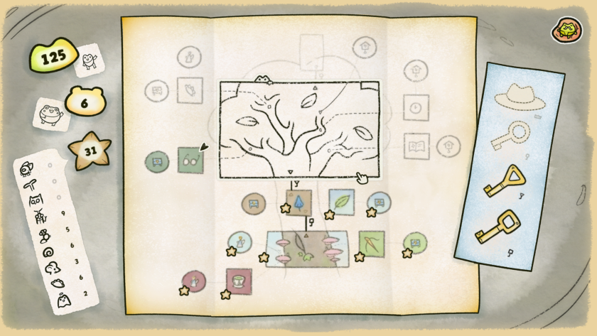 Find My Frogs: Branches map showcasing all the locations of the game