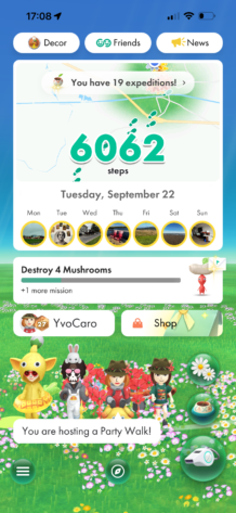Screenshot of Pikmin Bloom, showing the start screen