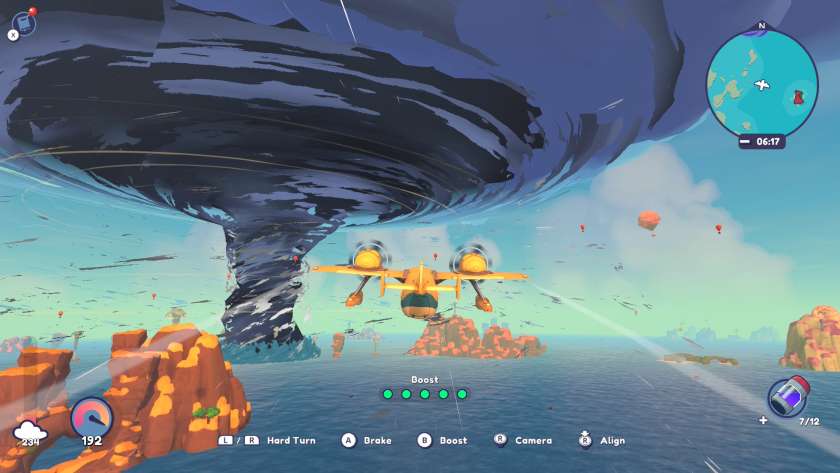 My plane flying close to the tornado, with balloons floating in the sky in the background. Published on LadiesGamers