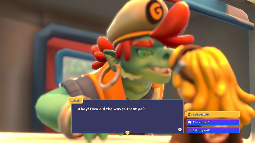 Crocodile-like NPC very close to my character's face and blurred. Published on LadiesGamers