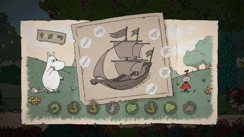 Moomintroll and Little My repairing a large wooden boat. Image source: Shochiku Games, published on LadiesGamers