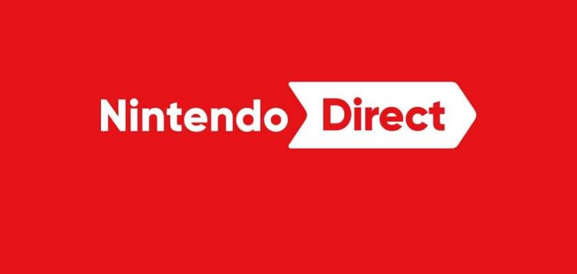 Promotional image for the Nintendo Direct, white text on a red background. Published on LadiesGamers