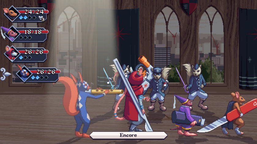 Small Saga Sky Garden fighting the army of the Duke with the full party: Siobhan, Gwen, Bruce, and Verm