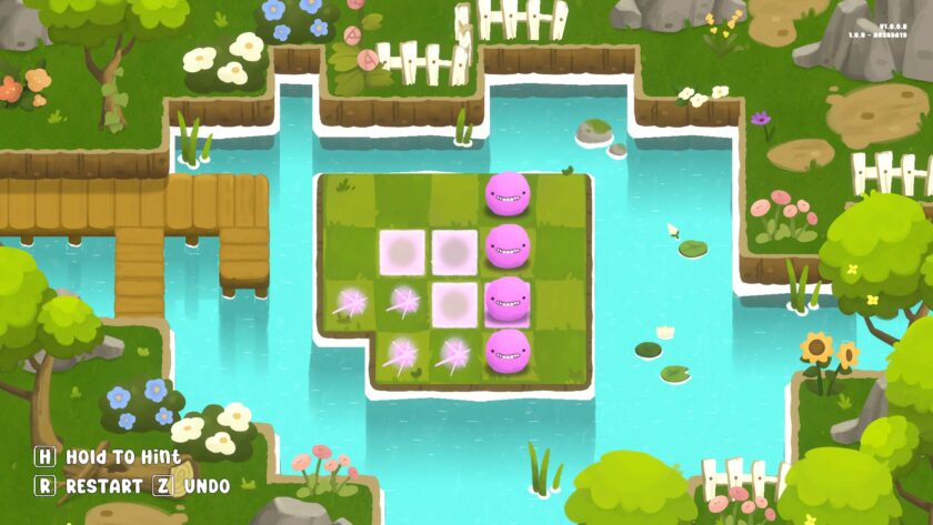 We Are Gum first levels, showcasing 4 bubble gums in a column, with some hints underneath showing their corresponding positions.