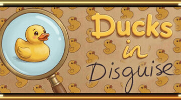 yellow background, a rubber duck on the side and the title "Ducks in Disguise"