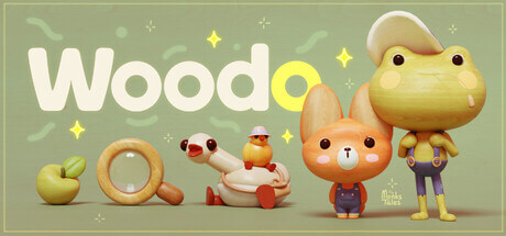 a frog and a fox on a green background and a goose and the title - woodo
