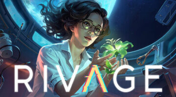 a black-haired woman with glasses holding a green glowing plant with title - Rivage