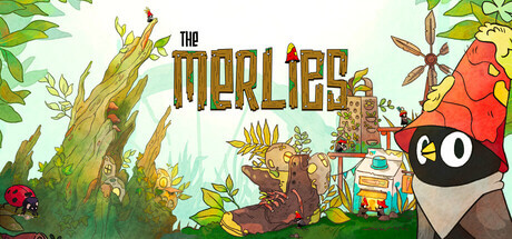 The Merlies and a bird with a red hat and a little shoe house