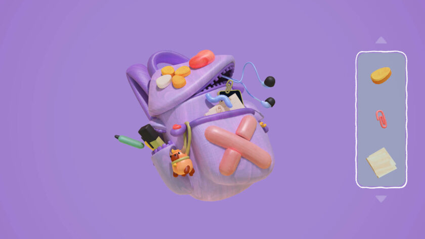 a purple backpack on a purple background
