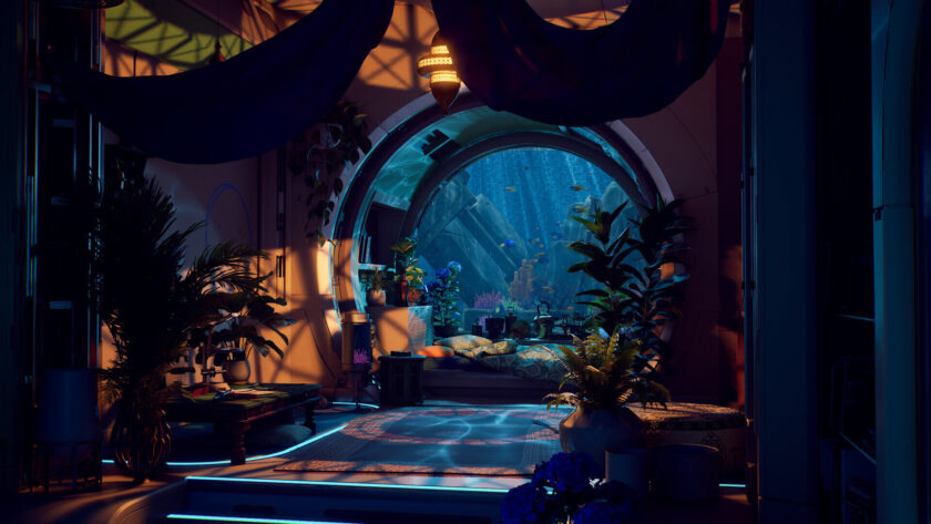 an interior of a cabin.