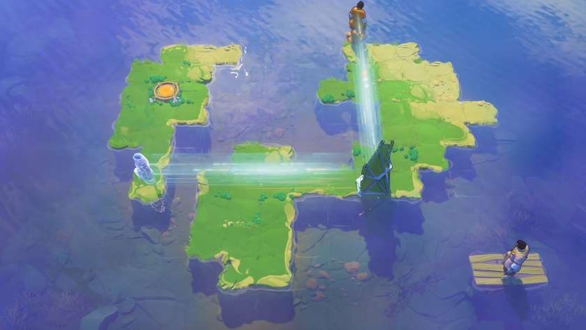 The Trader standing in front of a reflecting mirror, with his image projected to a different island. Published on LadiesGamers 
