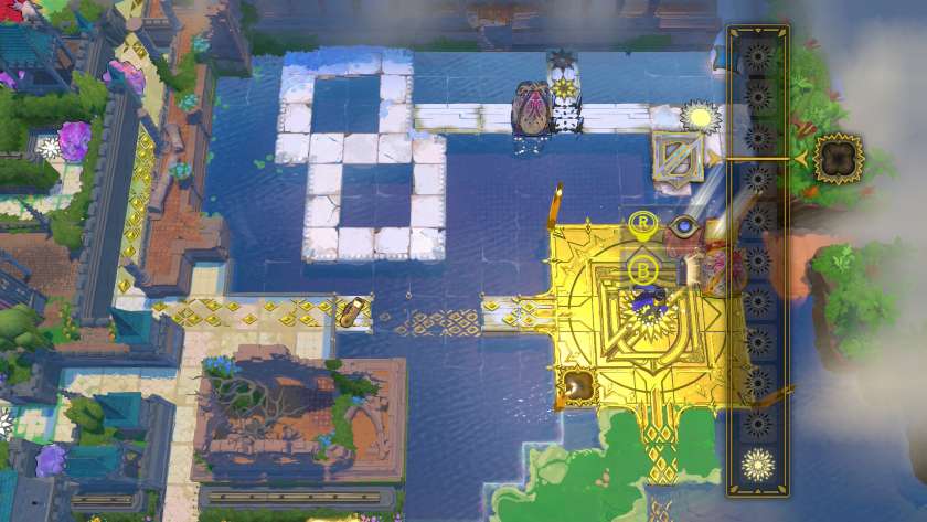 Towards the northeast, a gold platform with the engraving of a shield and mirrors. Published on LadiesGamers