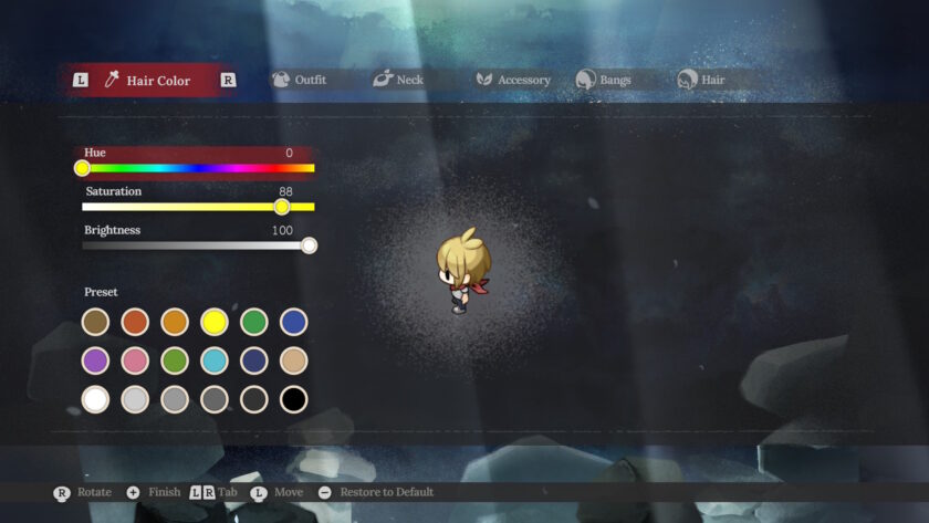 Screenshot of Village in the Shade, Customising your character