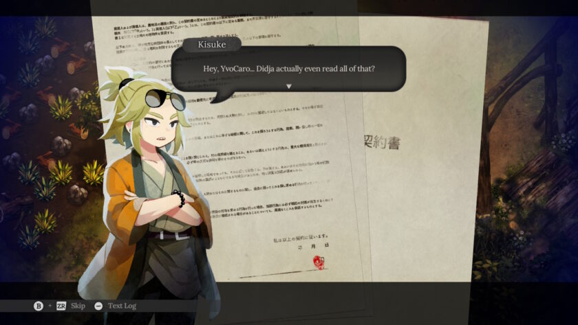 Screenshot of Village in the Shade, signing a contract