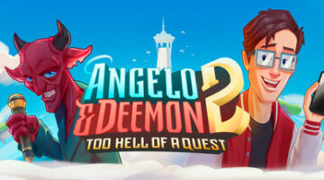 the title Angelo and Deemon 2 with a man with glasses and a demon on the side