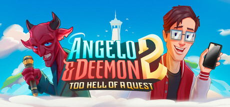 the title Angelo and Deemon 2 with a man with glasses and a demon on the side