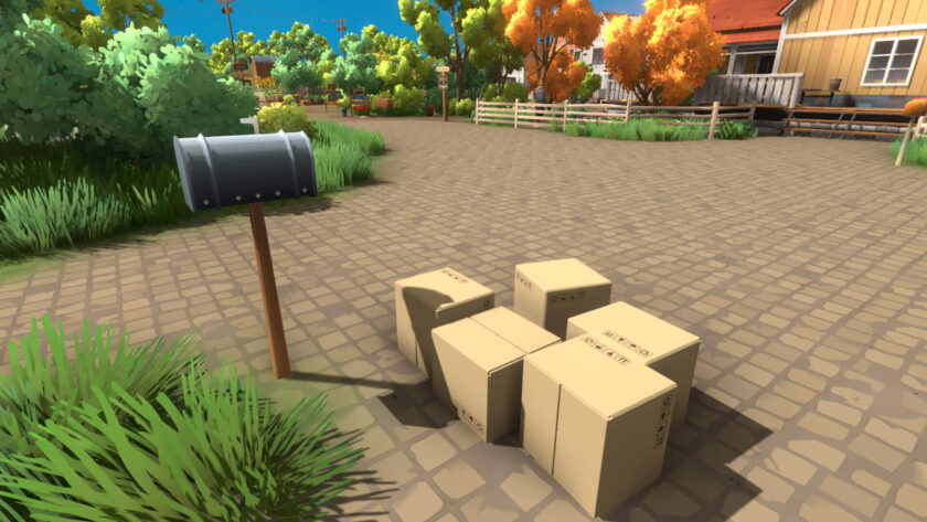 a pile of boxes next to a mail box
