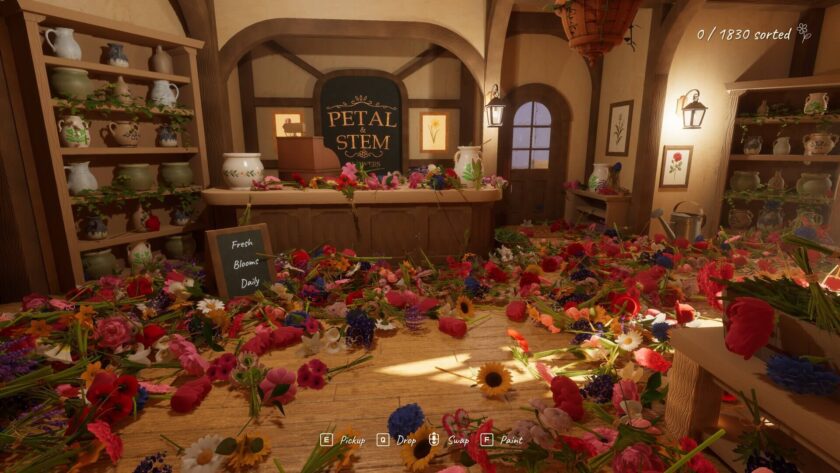 a lot of flowers on the floor of a flower shop