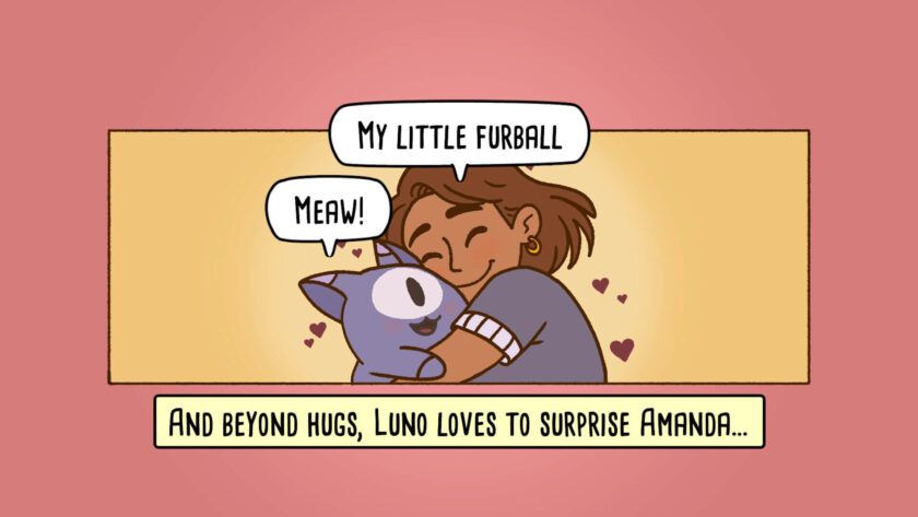 a woman hugging a cat